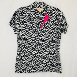 Sport Haley short sleeve polo shirt black white pink women's size small